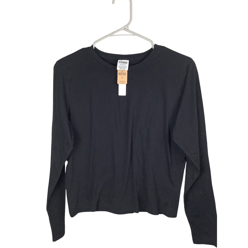 Victoria's Secret PINK Womens Black Long Sleeve Crewneck Tee Shirt NWT Size S